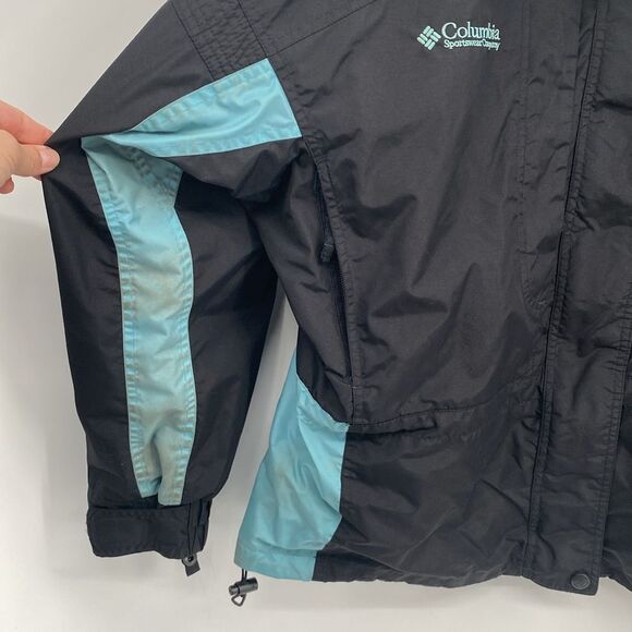 Vintage Columbia 3 in 1 Winter Jacket fleece Coat Black Teal Women's Large - Picture 4 of 12
